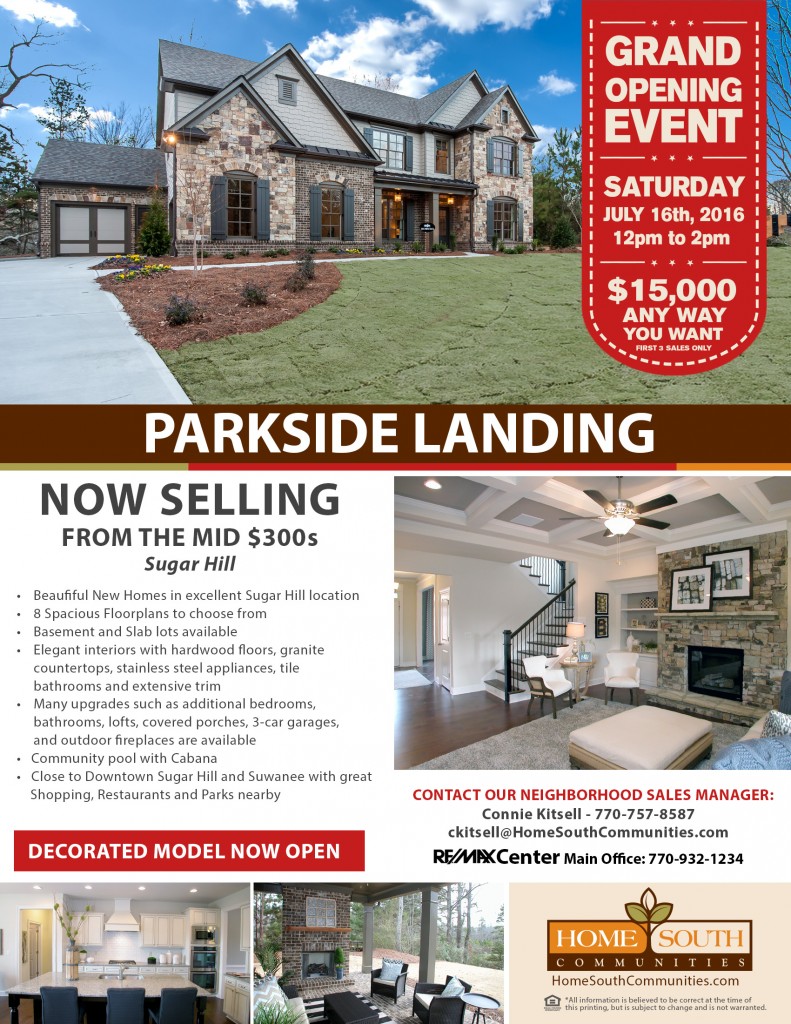 Parkside Landing Community Flyer with Grand Opening Info 160630