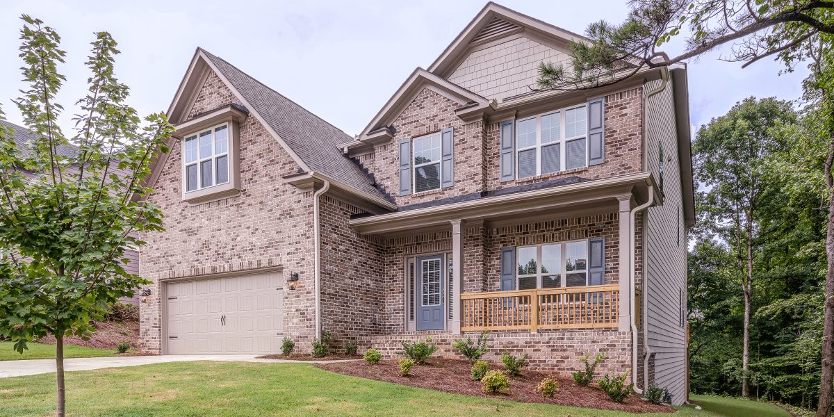 Exterior of Modern farmhouse with brick exterior