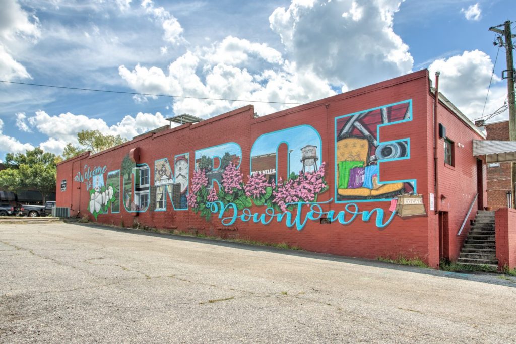 A mural in downtown Monroe Georgia, where you'll find the new construction homes at Pineview Estates
