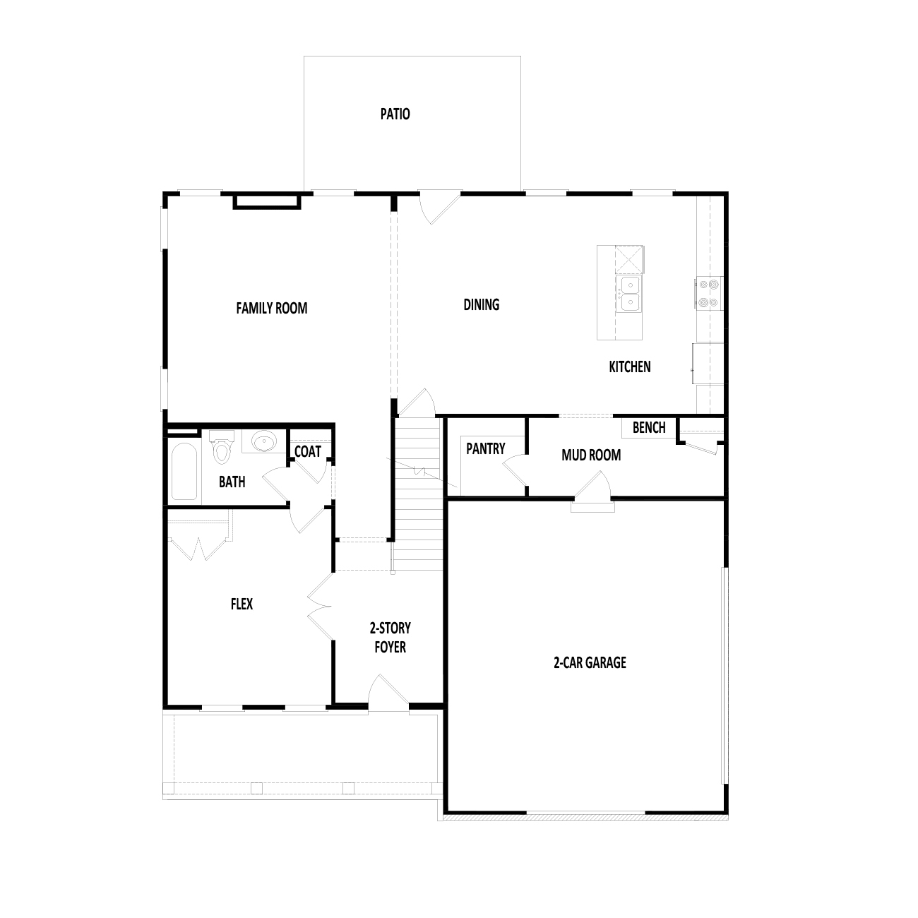 Elevaton B Main Level 2-Car Garage